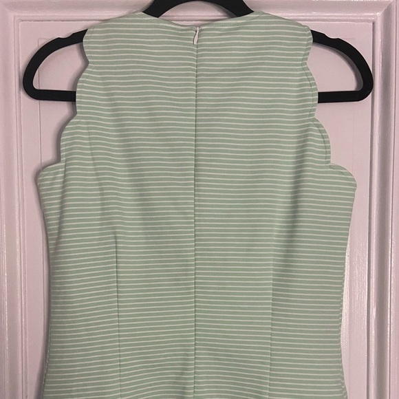Sara Campbell Mint Green White Stripe Classic Scalloped Sleeveless Mini Dress XS - Picture 5 of 10